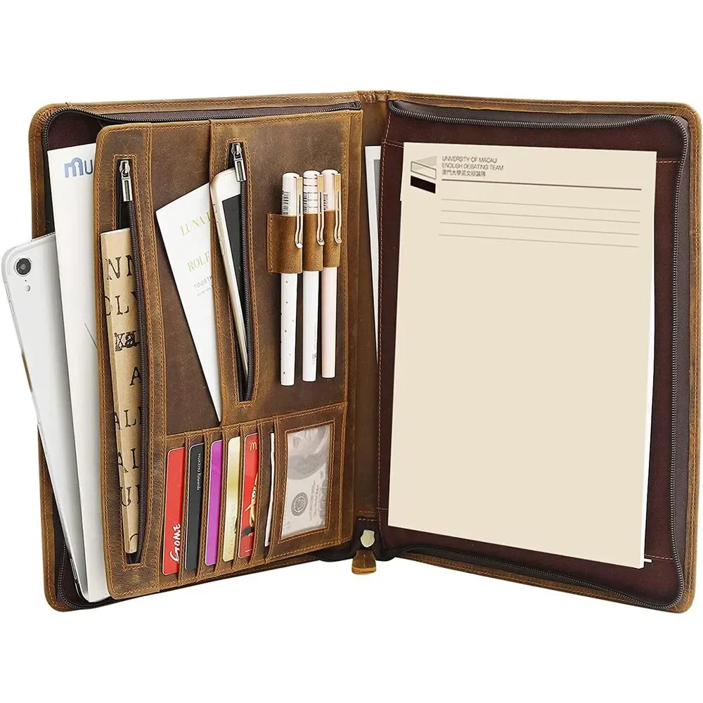 Genuine Leather Portfolio Organizer, Padfolio Business